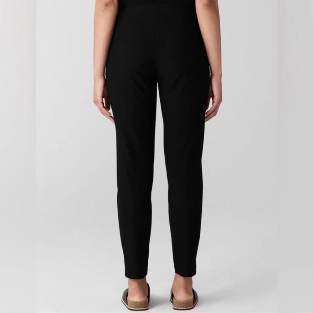Eileen Fisher Black Washable Stretch Crepe Pants Sz M Minimalist